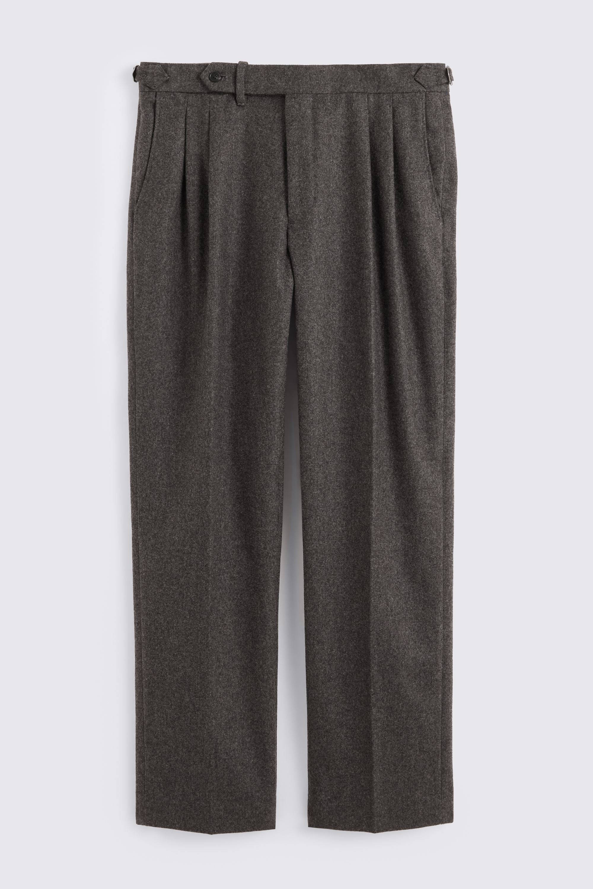 Charcoal Flannel Pleated Trousers
